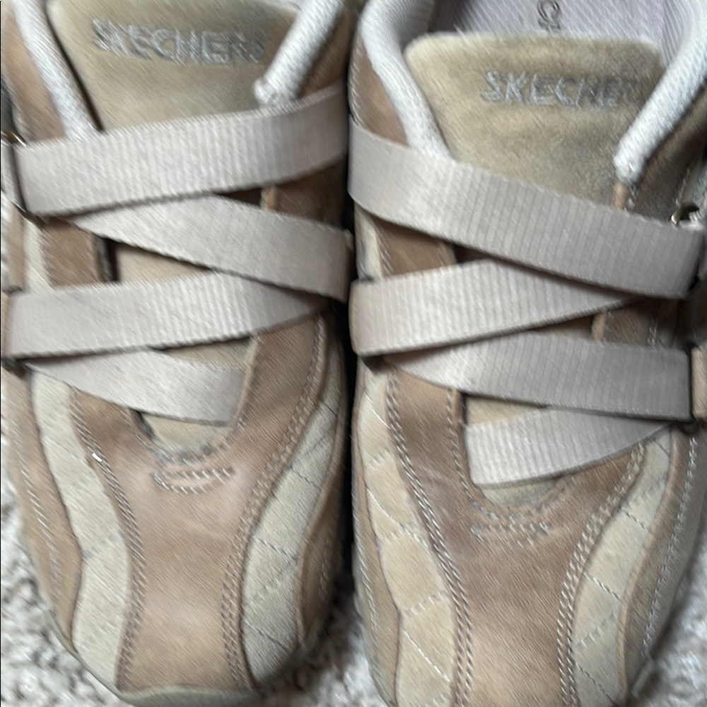 Skechers Tan Suede Strap Sneakers - Picture 7 of 8
